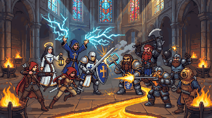 The Crusaders clash with the Dwarves in a mighty battle